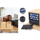 Fa hatású USB-s LED digitális asztali óra - Tartó résszel