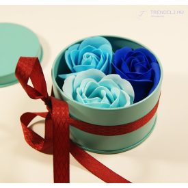 Szappanrózsa 3db-os - Kék zöld tartóban