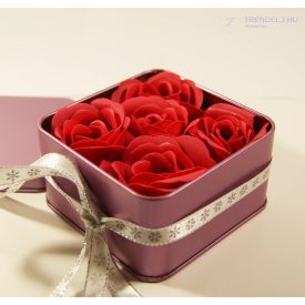 Szappanrózsa 5db-os - Piros rózsaszín díszdobozban