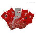 Gyermek karácsonyi zokni- 5 pár, piros és szürke, 0-12