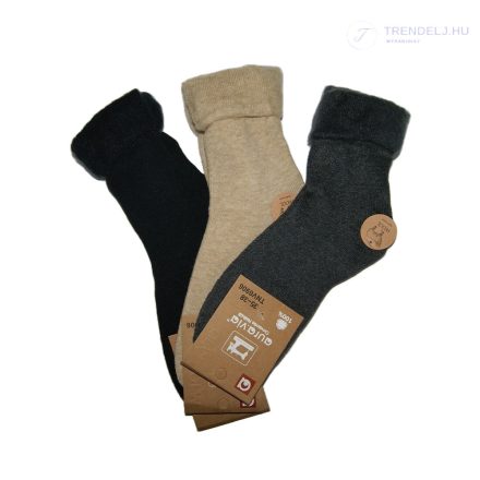Puha Női téli zokni (3 pár) 35-38, szürke - világosbarna - fekete