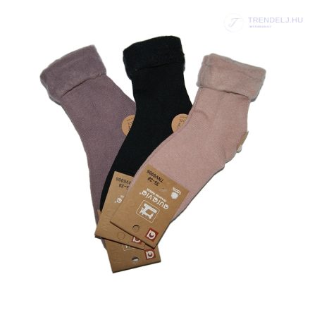 Puha Női téli zokni (3 pár) 35-38, fekete - lila - rózsaszín