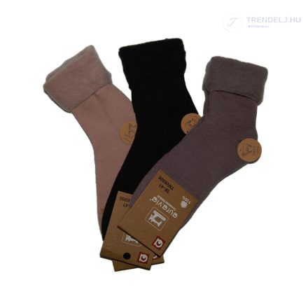 Puha Női téli zokni (3 pár) 38-41, fekete - lila - rózsaszín