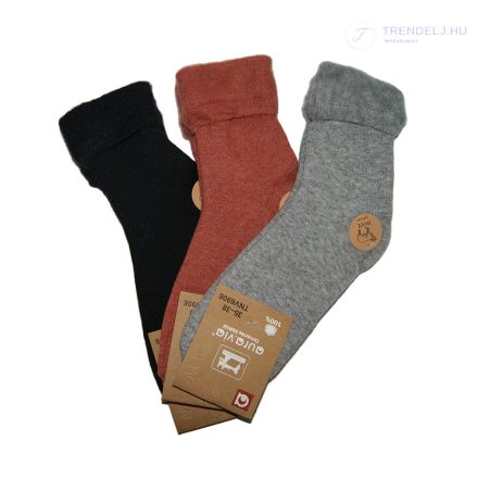 Puha Női téli zokni (3 pár) 35-38, fekete - vörös - szürke