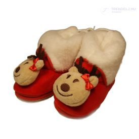 Kemény talpú Rénszarvasos Babacipő Piros, 12-18 Hónap