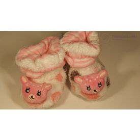   Puhatalpú babacipő, Rózsaszín pöttyös, kötött szárral, 0-12 Hónapos