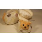 Puhatalpú babacipő, barna színű pöttyös, kötött szárral, 0-12 Hónapos