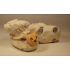 Puhatalpú babacipő, barna színű pöttyös, kötött szárral, 0-12 Hónapos