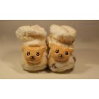 Puhatalpú babacipő, barna színű pöttyös, kötött szárral, 0-12 Hónapos