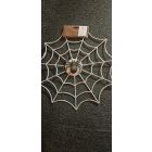 Ezüst/csillogó műanyag pókháló, pókkal 40 cm