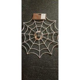 Ezüst/csillogó műanyag pókháló, pókkal 40 cm