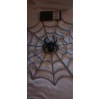 Ezüst/csillogó műanyag pókháló, pókkal 40 cm