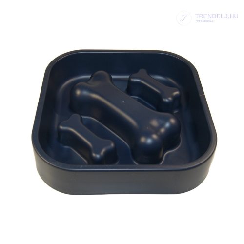 Csont mintájú habzsolásgátló kutyatál - Sötétkék