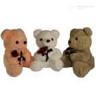 Plüss Maci rózsával - Barna 30  cm