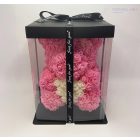 Rózsa Maci szívvel - Rózsaszín 30 cm