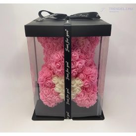 Rózsa Maci szívvel - Rózsaszín 30 cm