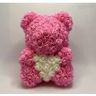 Rózsa Maci szívvel - Rózsaszín 30 cm