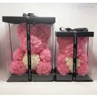 Rózsa Maci szívvel - Rózsaszín 30 cm