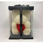 Rózsa Maci szívvel - Fehér 30 cm