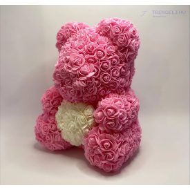 Óriás Rózsa Maci szívvel - Rózsaszín 40 cm