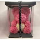 Óriás Rózsa Maci szívvel - Rózsaszín 40 cm