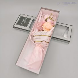 Szappanrózsa csokor díszdobozban-Rózsaszín