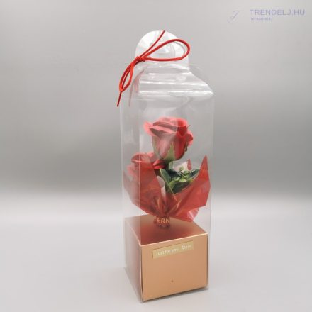 Szappanrózsa díszdobozban - Piros rózsa