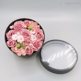   Szappanrózsa box LED lámpával - Sötét rózsaszín / Lazac