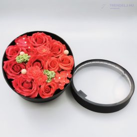 Szappanrózsa box LED lámpával - Piros