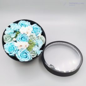 Szappanrózsa box LED lámpával - Kék