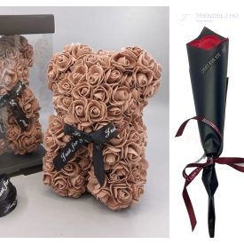 Barna rózsa maci - Szappanrózsával