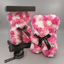Rózsa maci - Rózsaszín fehér - 25cm