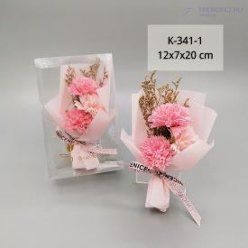 Szappanszegfű csokor átlátszó dobozban - Rózsaszín