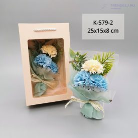 Szappanszegfű csokor virágtáskában - Kék