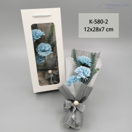 Szappanszegfű csokor virágtáskában - Kék