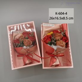 Piros Szappanrózsa csokor Rózsaszín díszdobozban