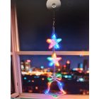 Karácsonyi színes LED-es függő dísz (csengő két csillaggal)