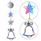 Karácsonyi színes LED-es függő dísz (csengő két csillaggal)