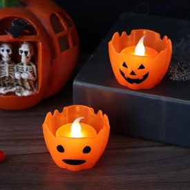 Halloween dekoratív tök LED teamécses