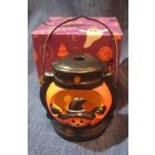  Halloween kerámia dekoráció - töklámpás LED világítás, fém akasztó