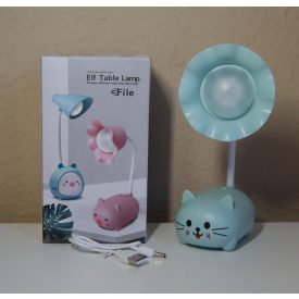   Gyermek LED asztali lámpa állítható - vezeték nélküli - USB töltő kábellel Kék