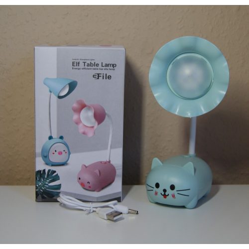   Gyermek LED asztali lámpa állítható - vezeték nélküli - USB töltő kábellel Kék