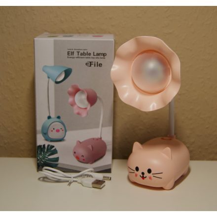 Gyermek LED asztali lámpa állítható - vezeték nélküli - USB töltő kábellel Rózsaszín