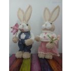 Fehér szalma húsvéti nyuszi 33 cm 