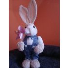 Fehér szalma húsvéti nyuszi 33 cm 