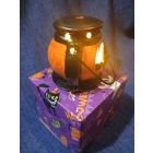  Halloween kerámia dekoráció - töklámpás LED világítás, fém akasztó